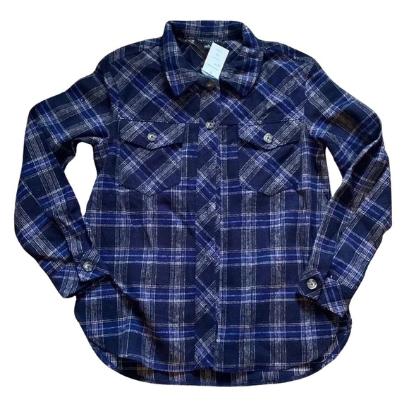 Sanctuary Blue Plaid Long Sleeve Button Front Flannel Womens Size Xsmall - Picture 1 of 7